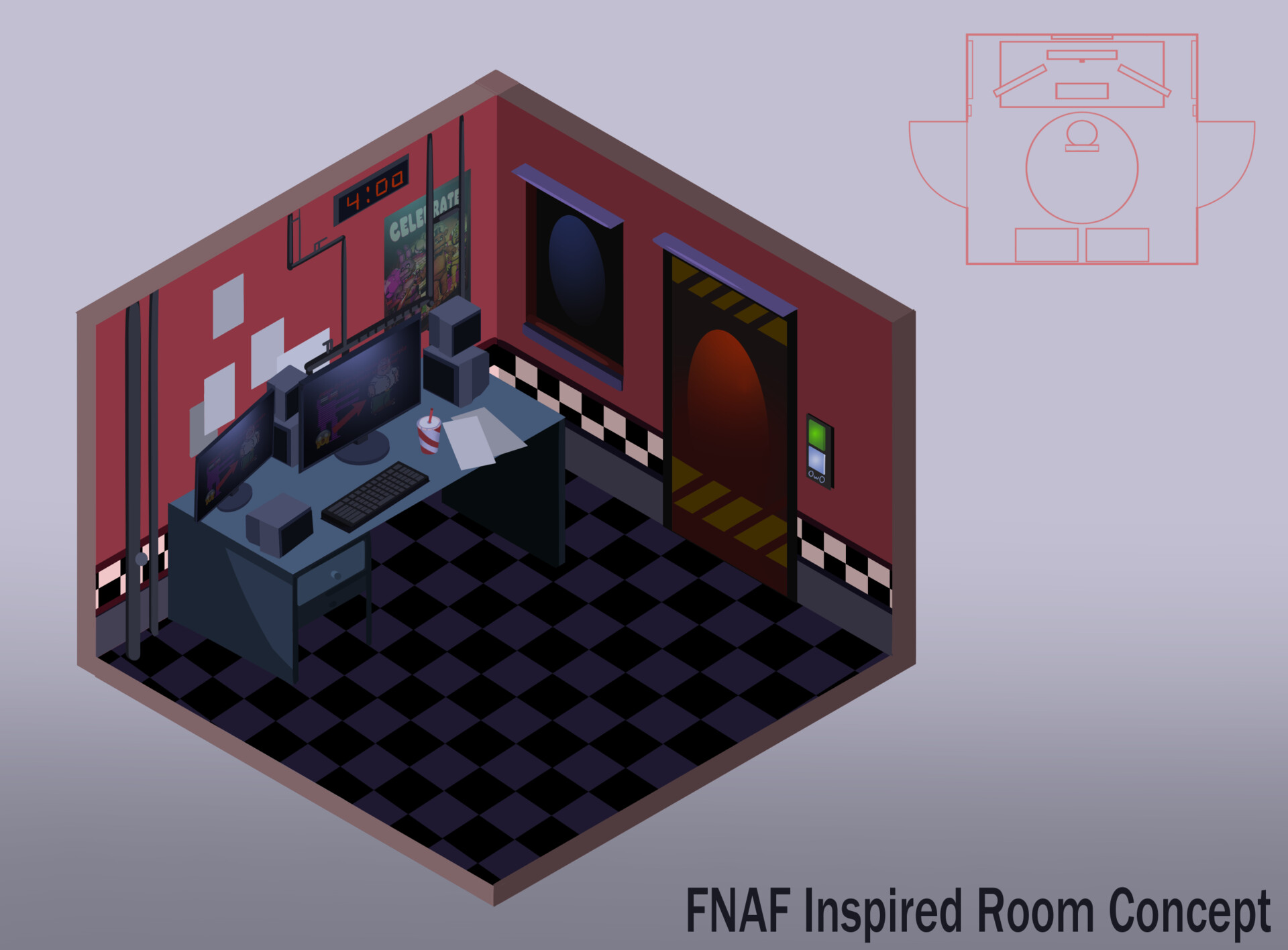 Artstation fnaf inspired room concept