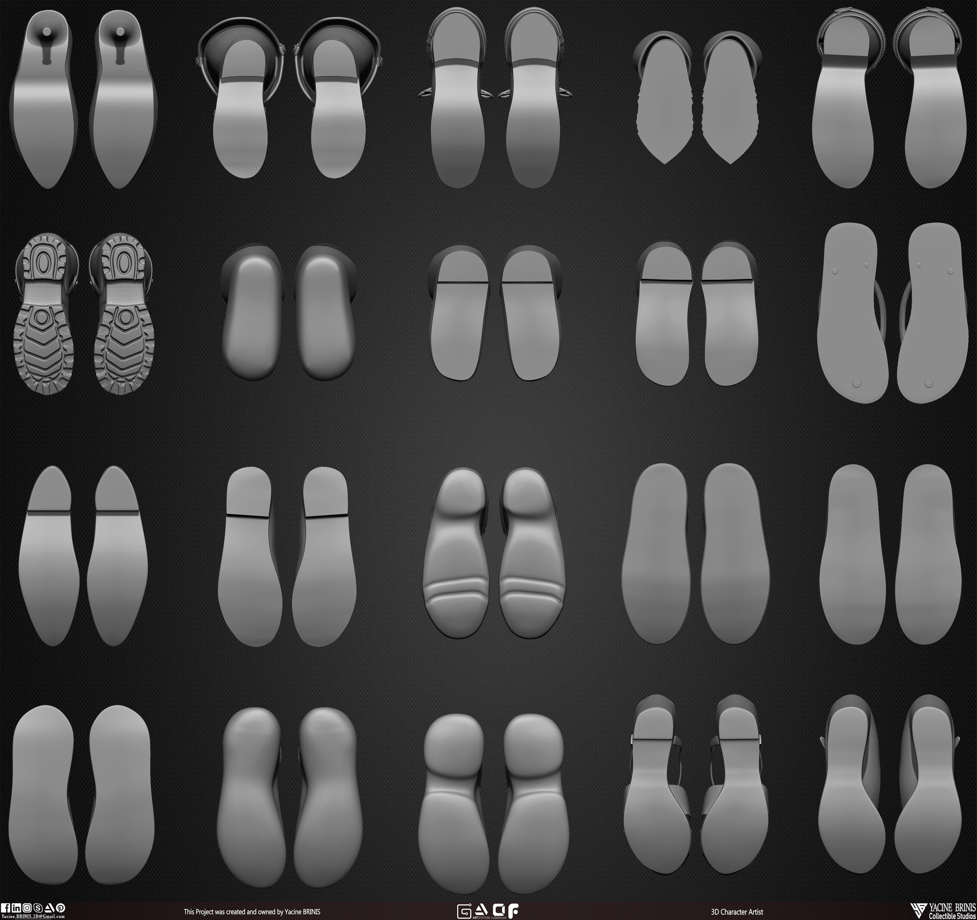 20 Shoes Pack sculpted By Yacine BRINIS Vol 03 Set 008