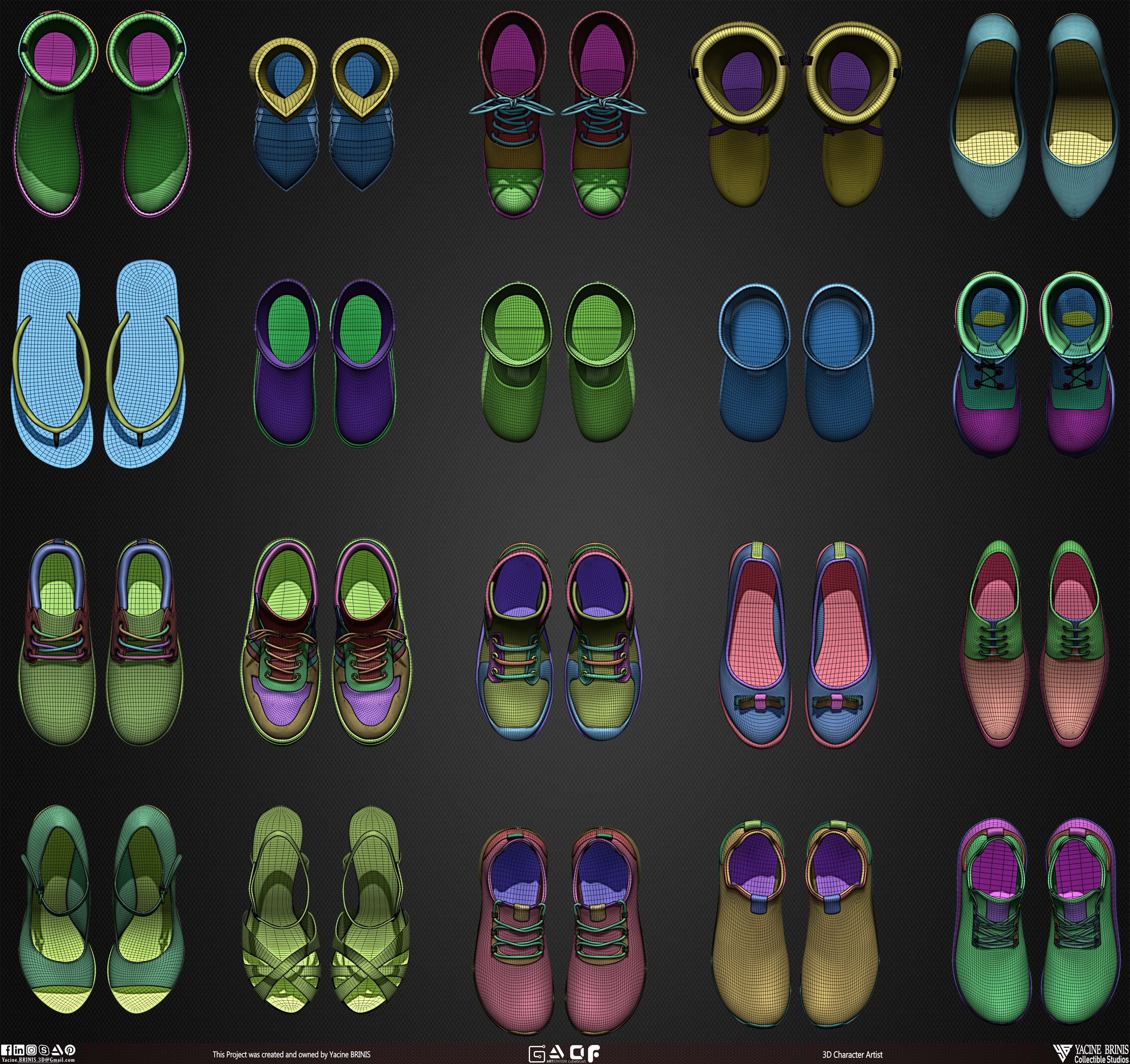 20 Shoes Pack sculpted By Yacine BRINIS Vol 03 Set 010