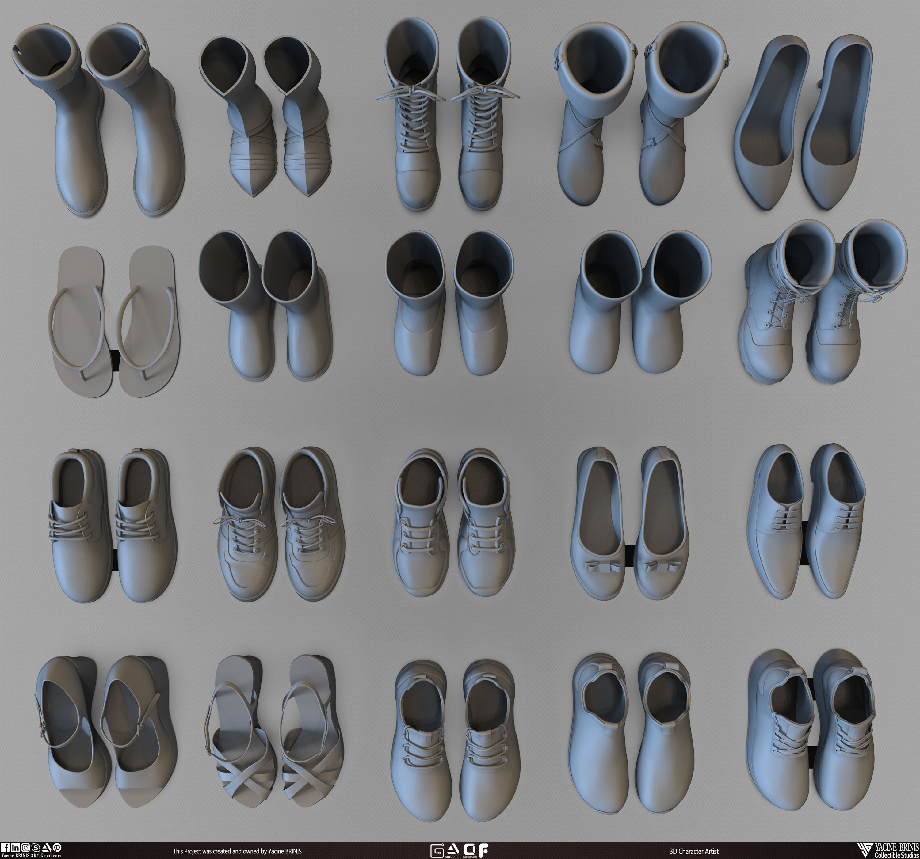 20 Shoes Pack sculpted By Yacine BRINIS Vol 03 Set 015