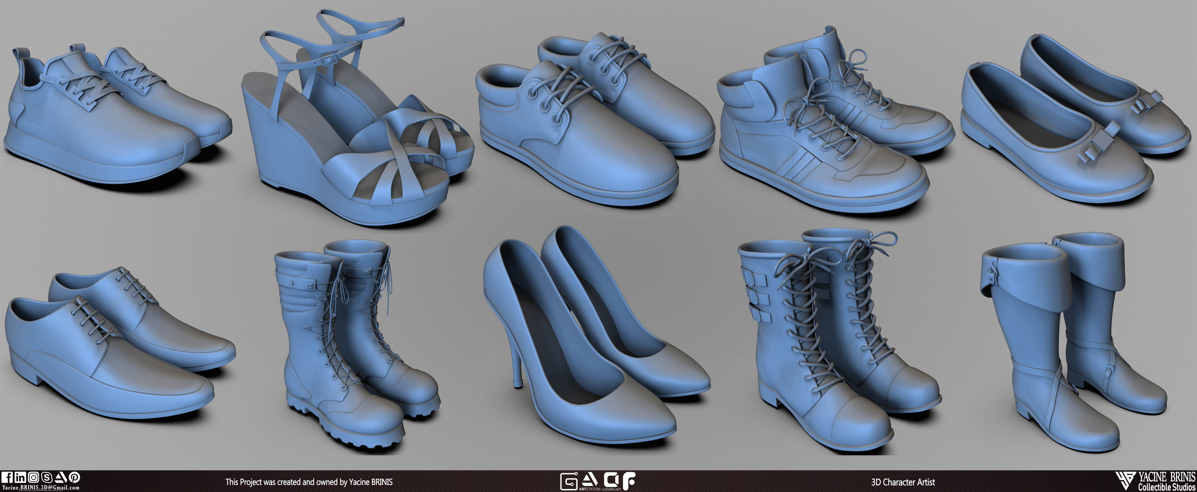 20 Shoes Pack sculpted By Yacine BRINIS Vol 03 Set 017