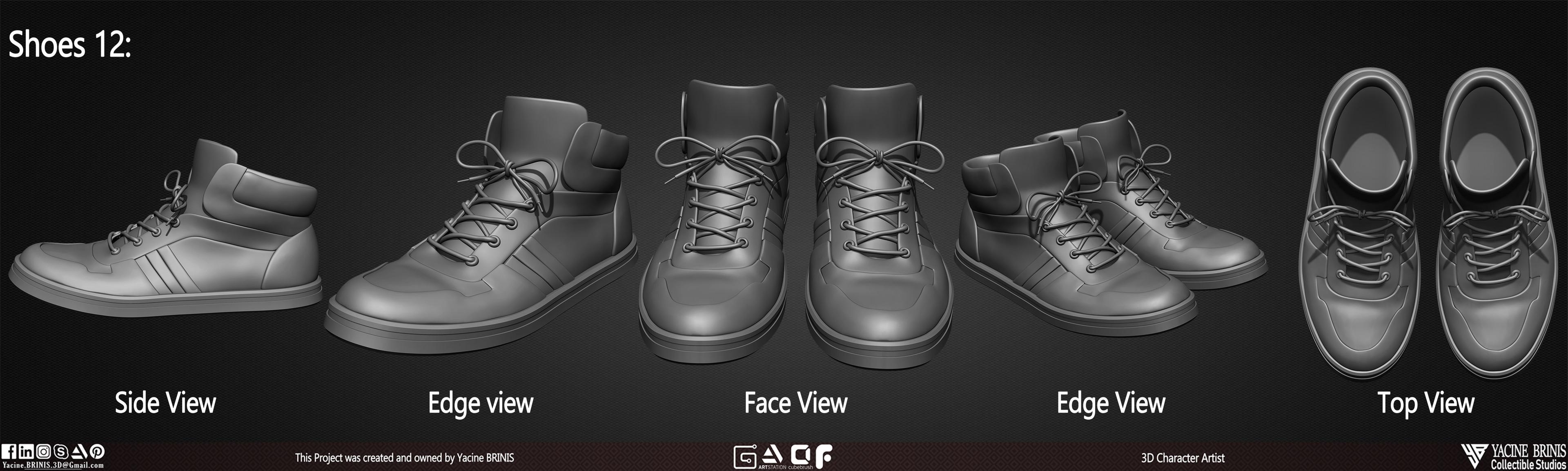 20 Shoes Pack sculpted By Yacine BRINIS Vol 03 Set 029