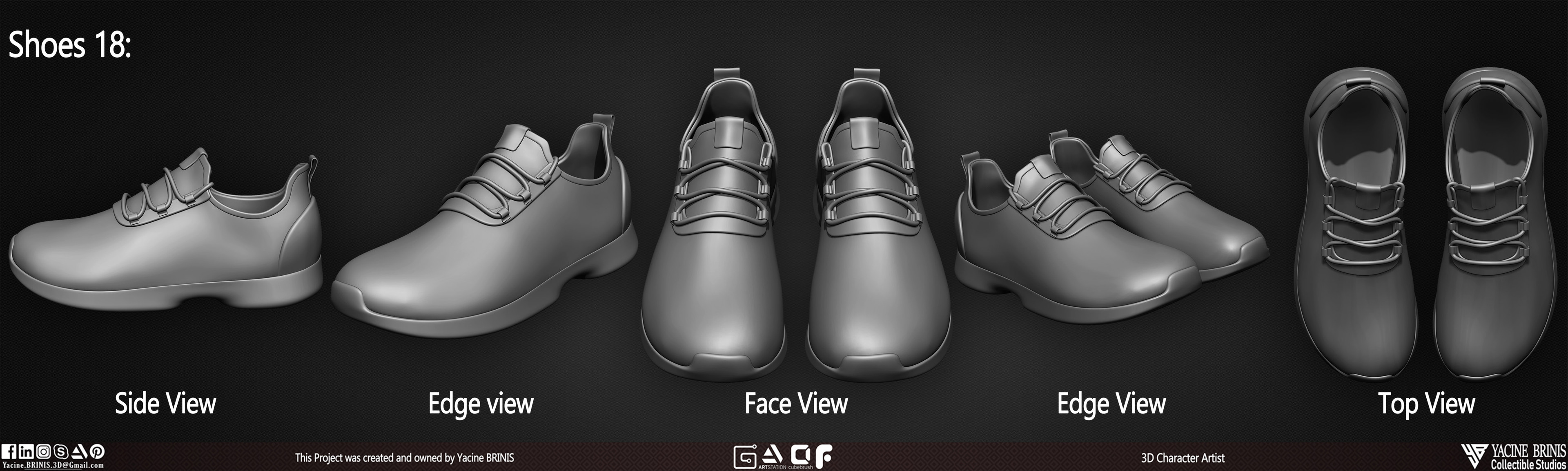 20 Shoes Pack sculpted By Yacine BRINIS Vol 03 Set 035