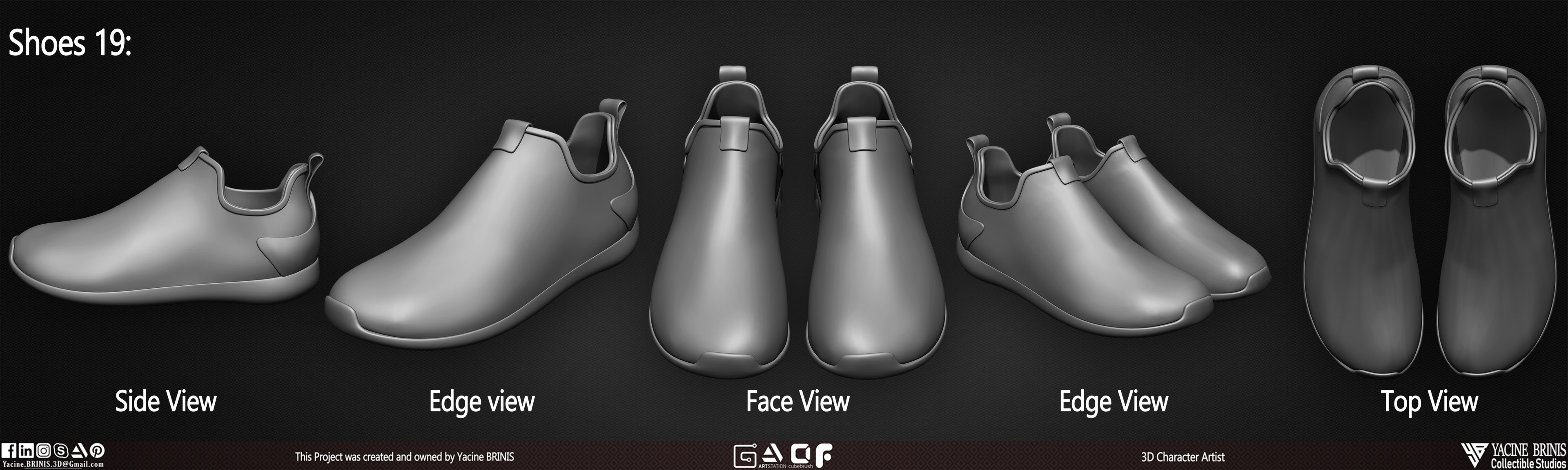 20 Shoes Pack sculpted By Yacine BRINIS Vol 03 Set 036