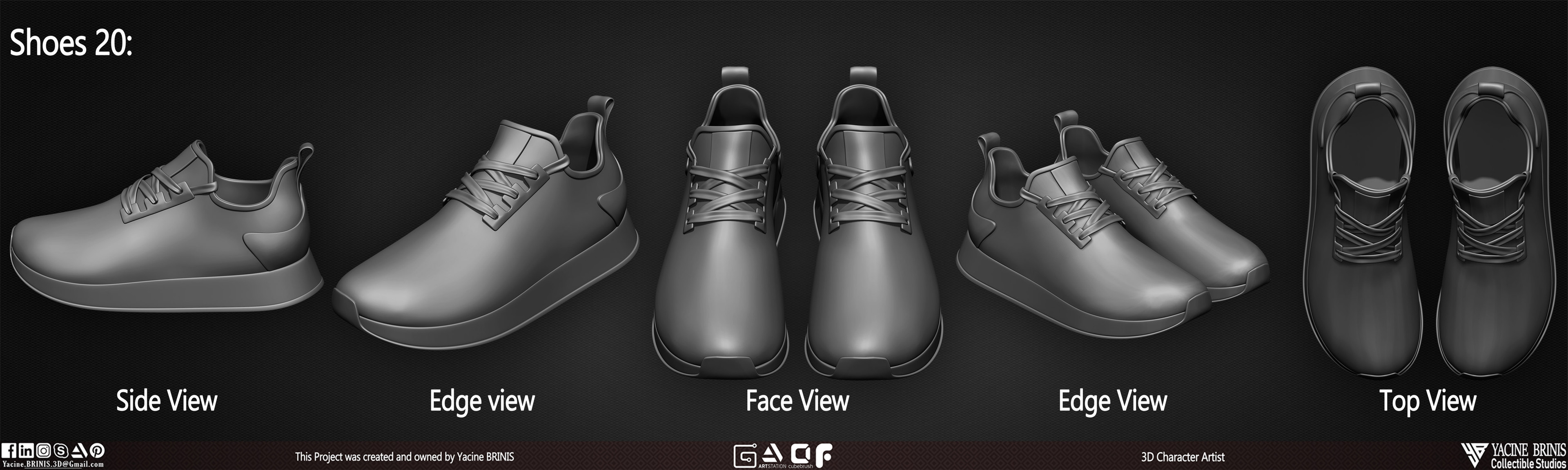 20 Shoes Pack sculpted By Yacine BRINIS Vol 03 Set 037