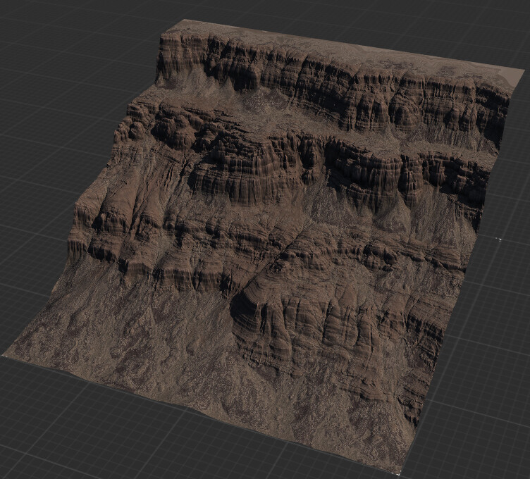 Eroded cliffs instead of sharp. 