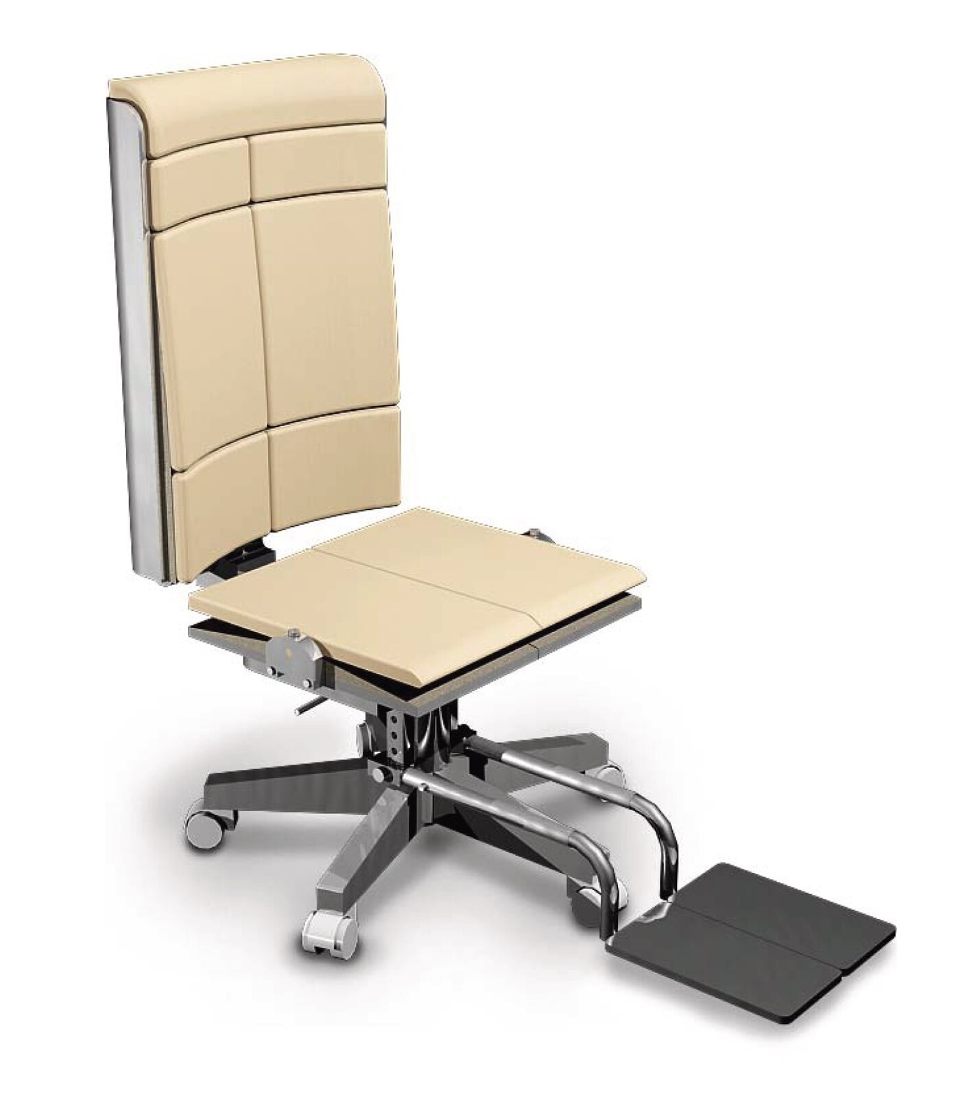Desk chair to avoid back problems. The seat
consists of two parts to be adjusted independently of each other and can be individually placed in the most comfortable sitting position.