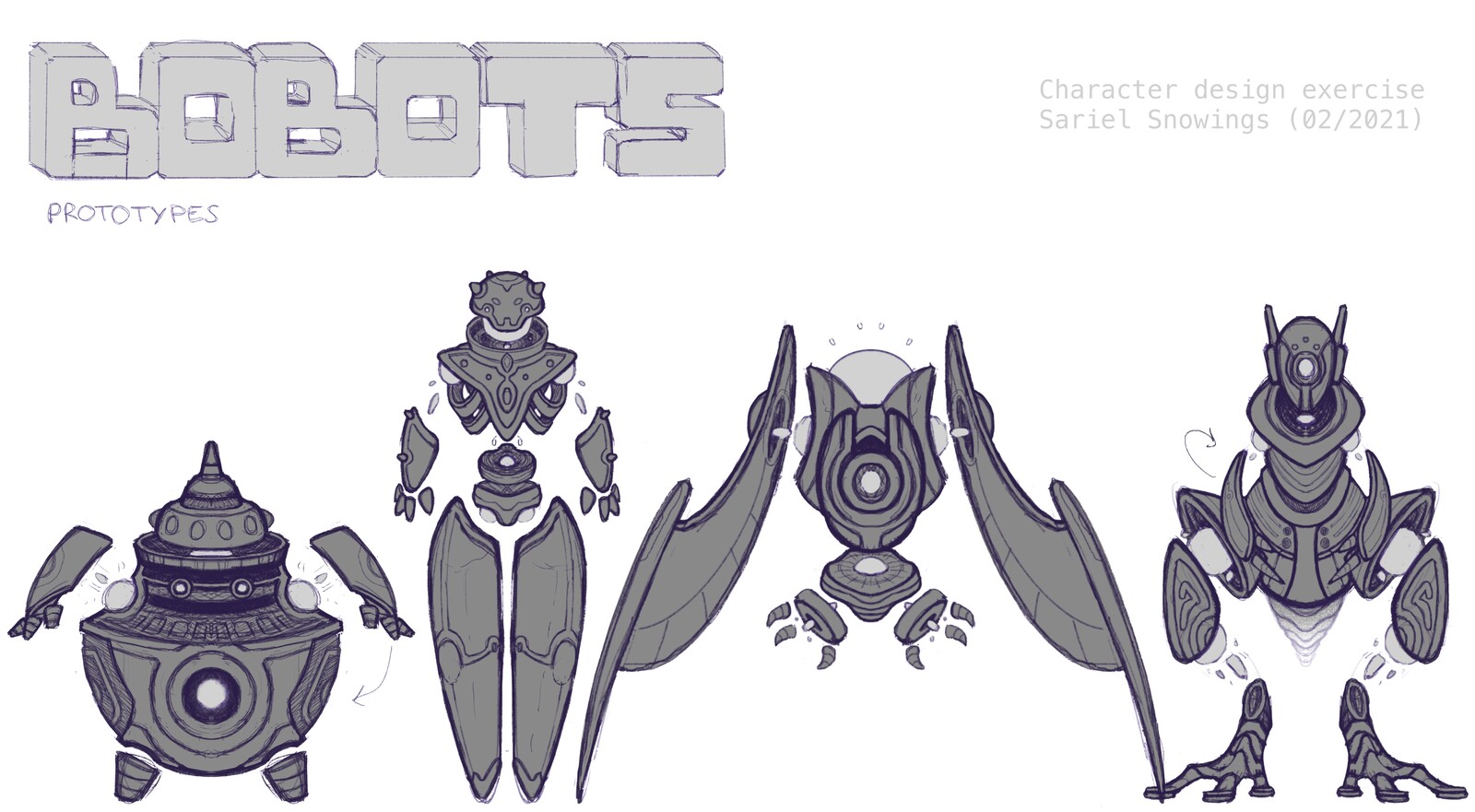 Final robot prototypes 1 - 4 (front view).