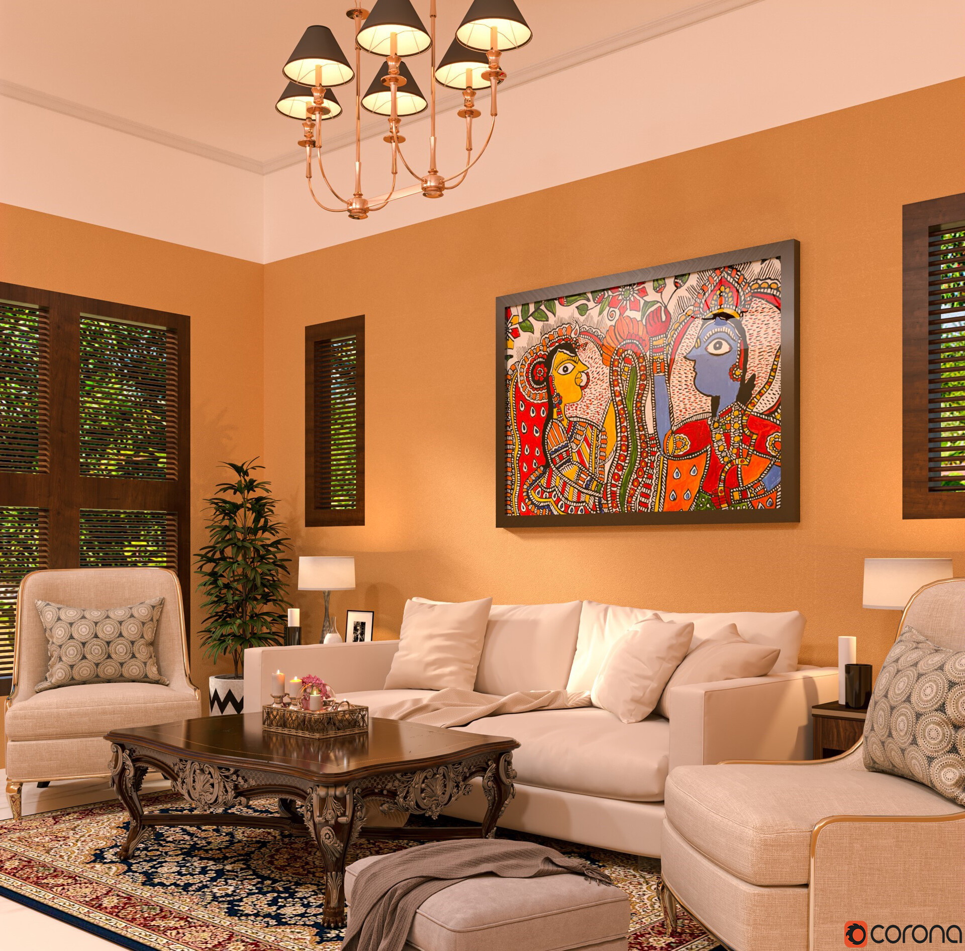 ArtStation   Indian Living Room