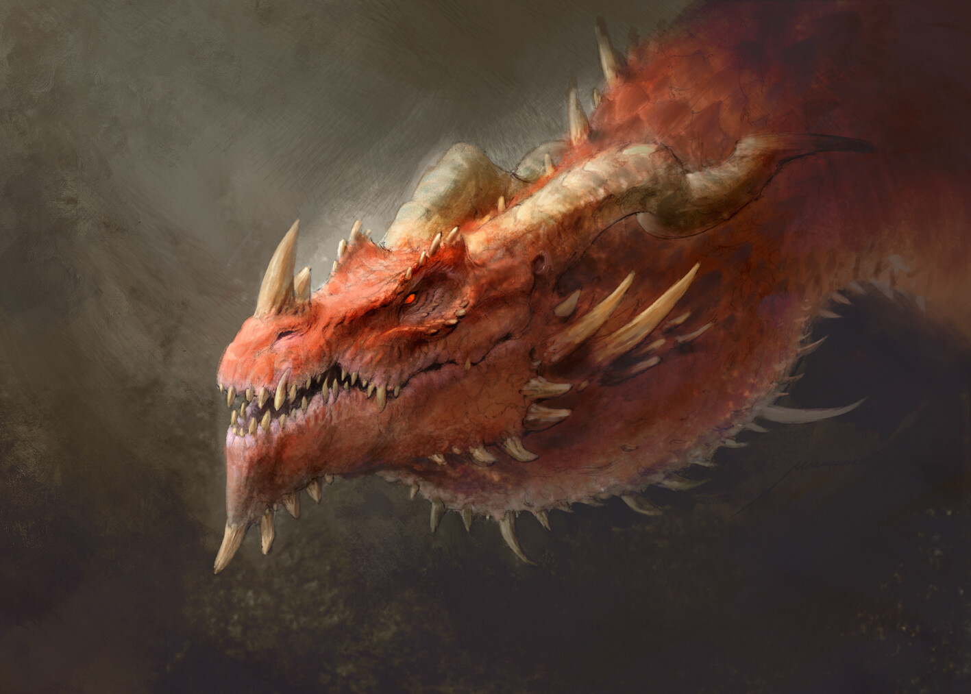 Red dragon. Pencil on paper and digital colour