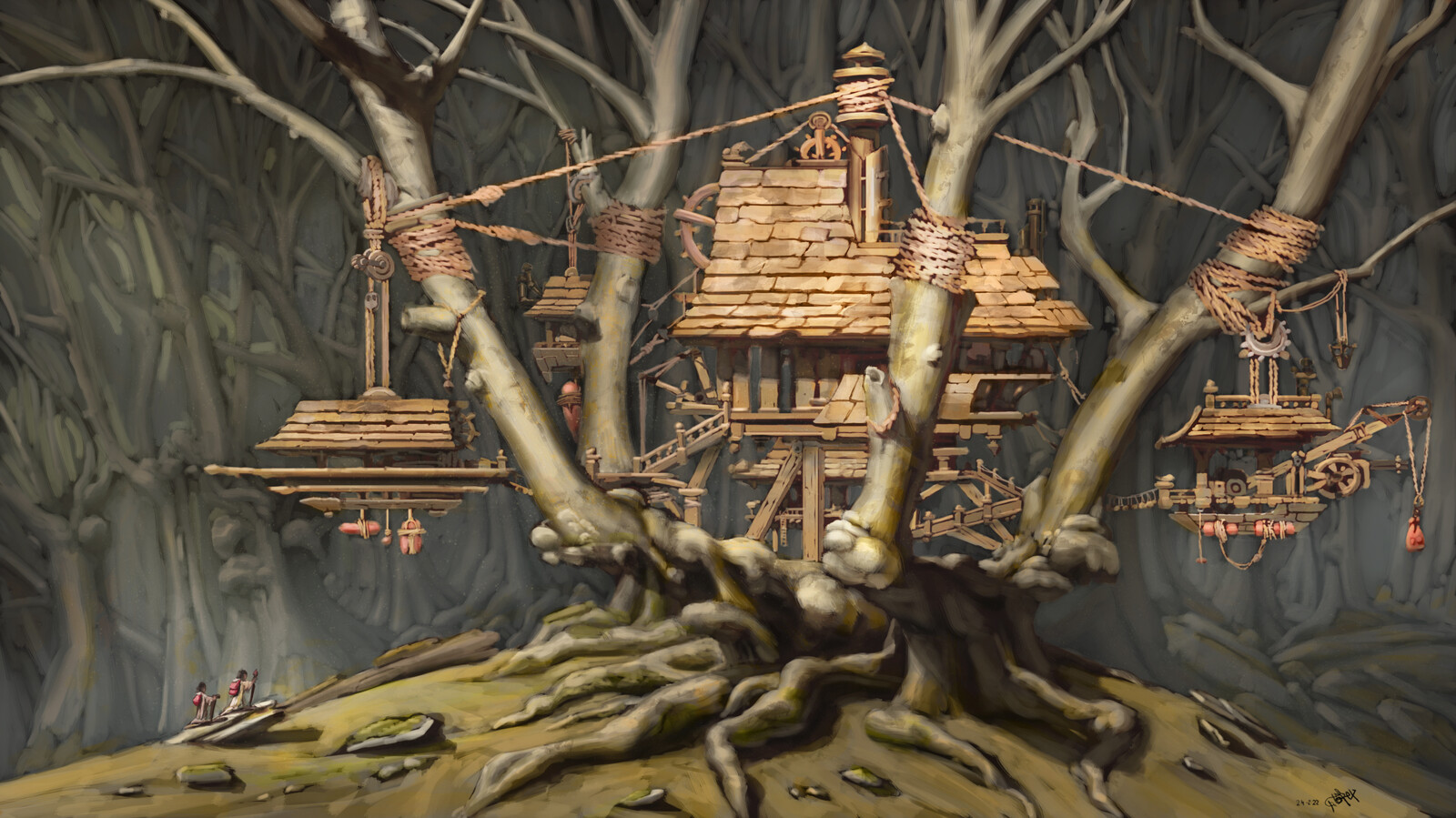 Tree house 2d painting.