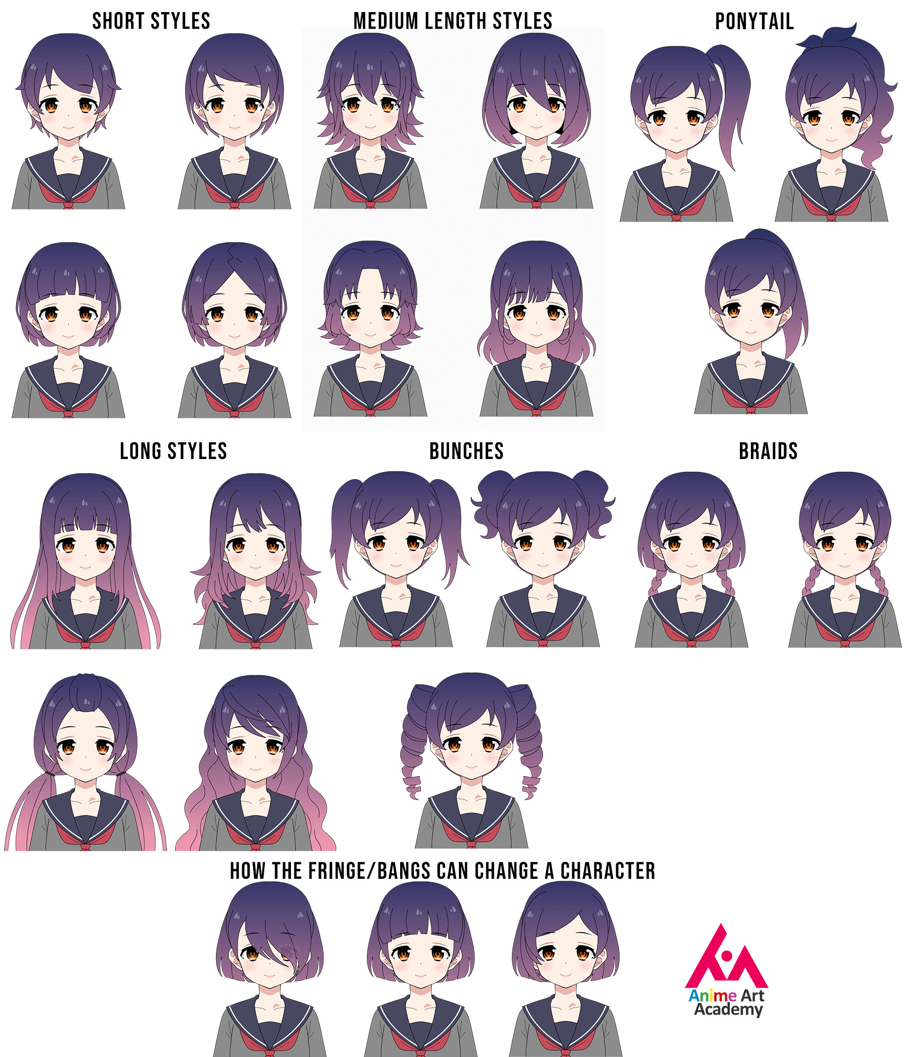 ArtStation - Anime hairstyles for girls: how does the hair we choose affect  our character's image?