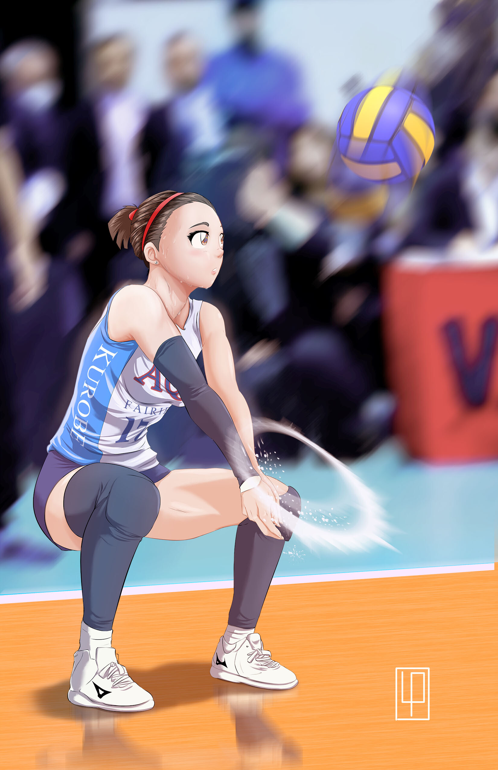 Artstation Volleyball Anime Girl With A Red Headband