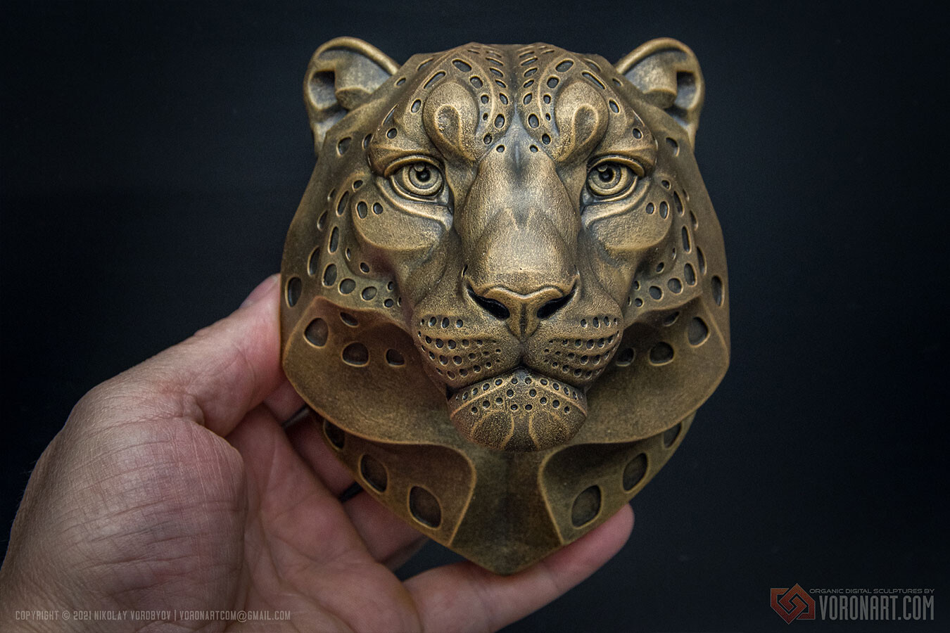 ArtStation - Stylized Snow Leopard bronze animal sculpture. Hand painted
