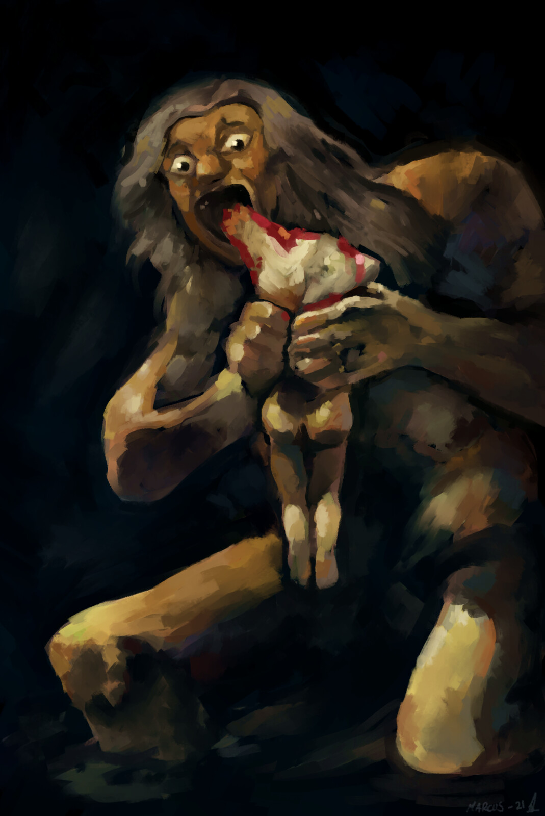 Saturn Devouring His Son by Fransisco Goya, Master Study