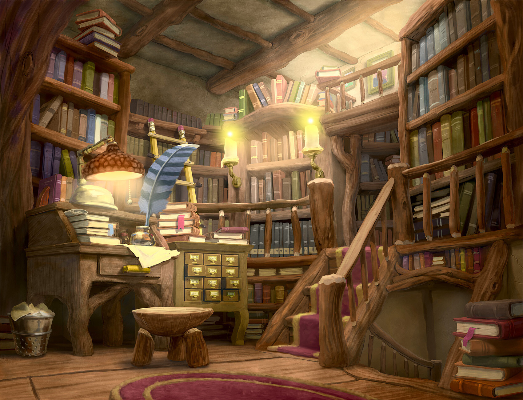 Library tree. Сказочная комната. Сказочная библиотека. Библиотека арт. Комната с книжными полками арт.