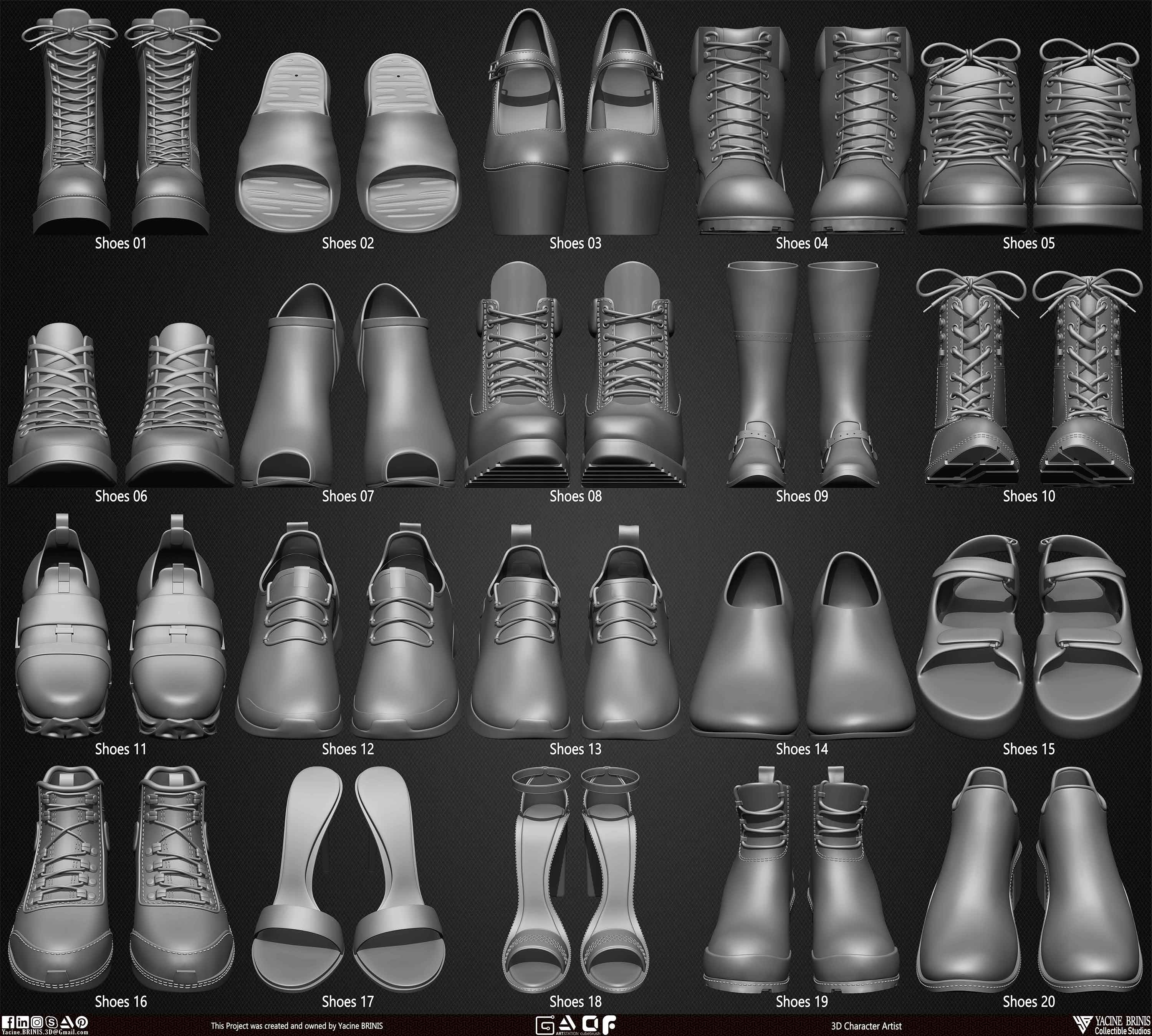 Pack of 20 Shoes Volume 04 sculpted By Yacine BRINIS Set 04