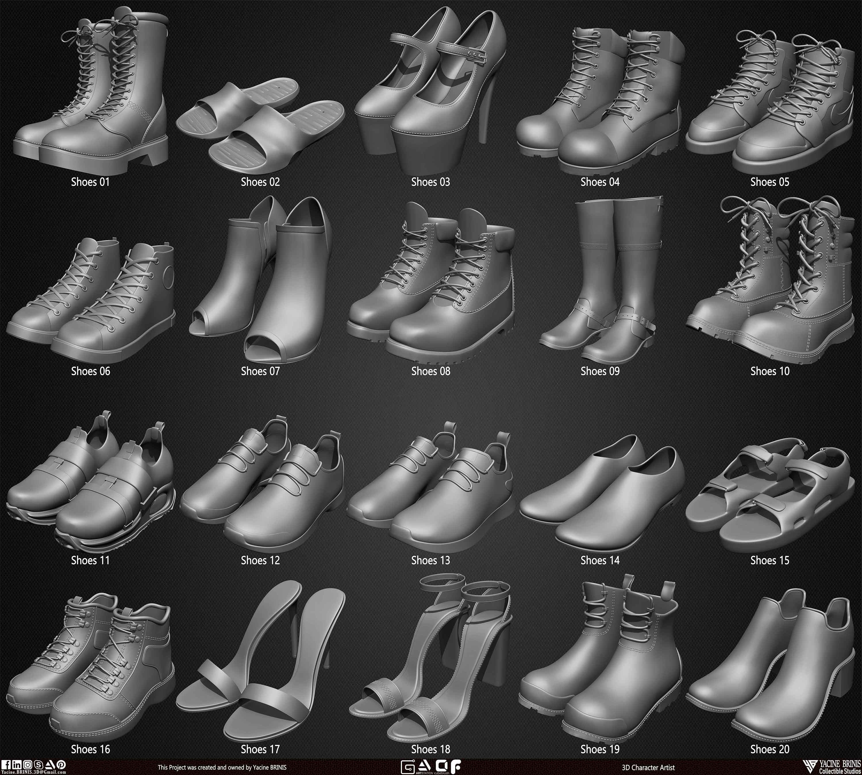 Pack of 20 Shoes Volume 04 sculpted By Yacine BRINIS Set 05