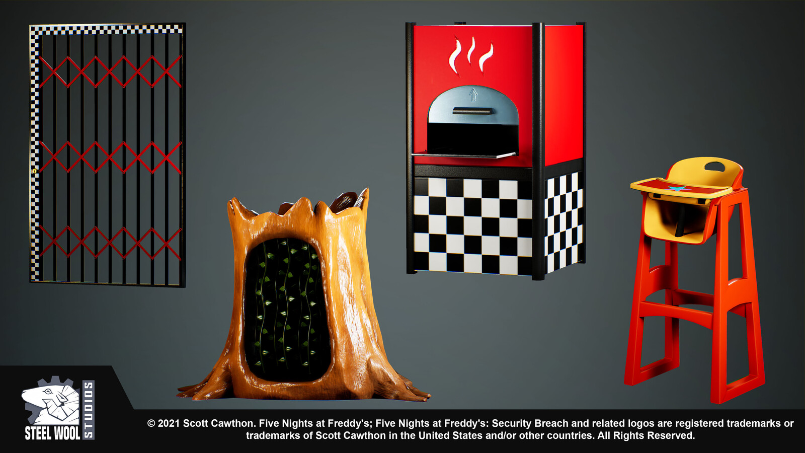 Some more props found in the Mega Pizza Plex I got to design with the exception of the Pizza oven, which was designed by Laura Rogers. Models done by me. Textures done by Nathaniel Wisdom.