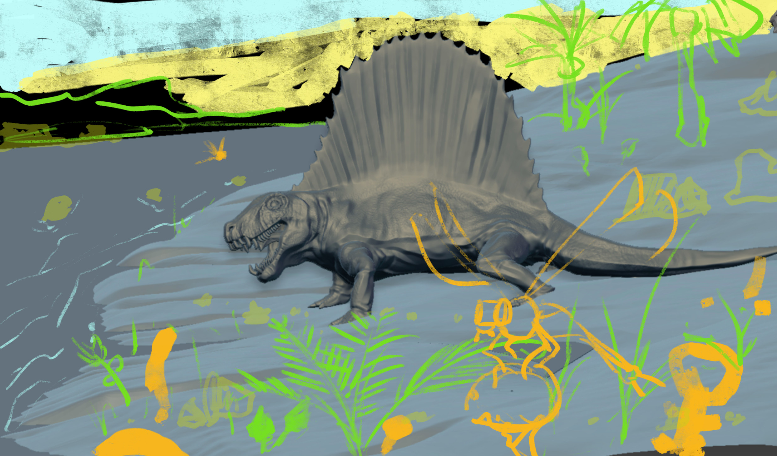Concept sketch of environment. 