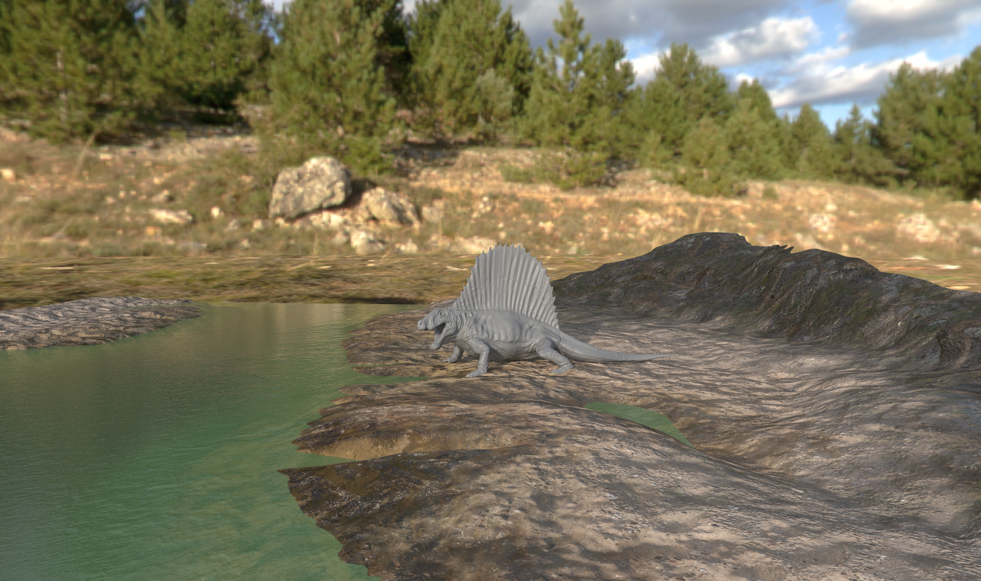 Texturing landscape in Substance Painter. 