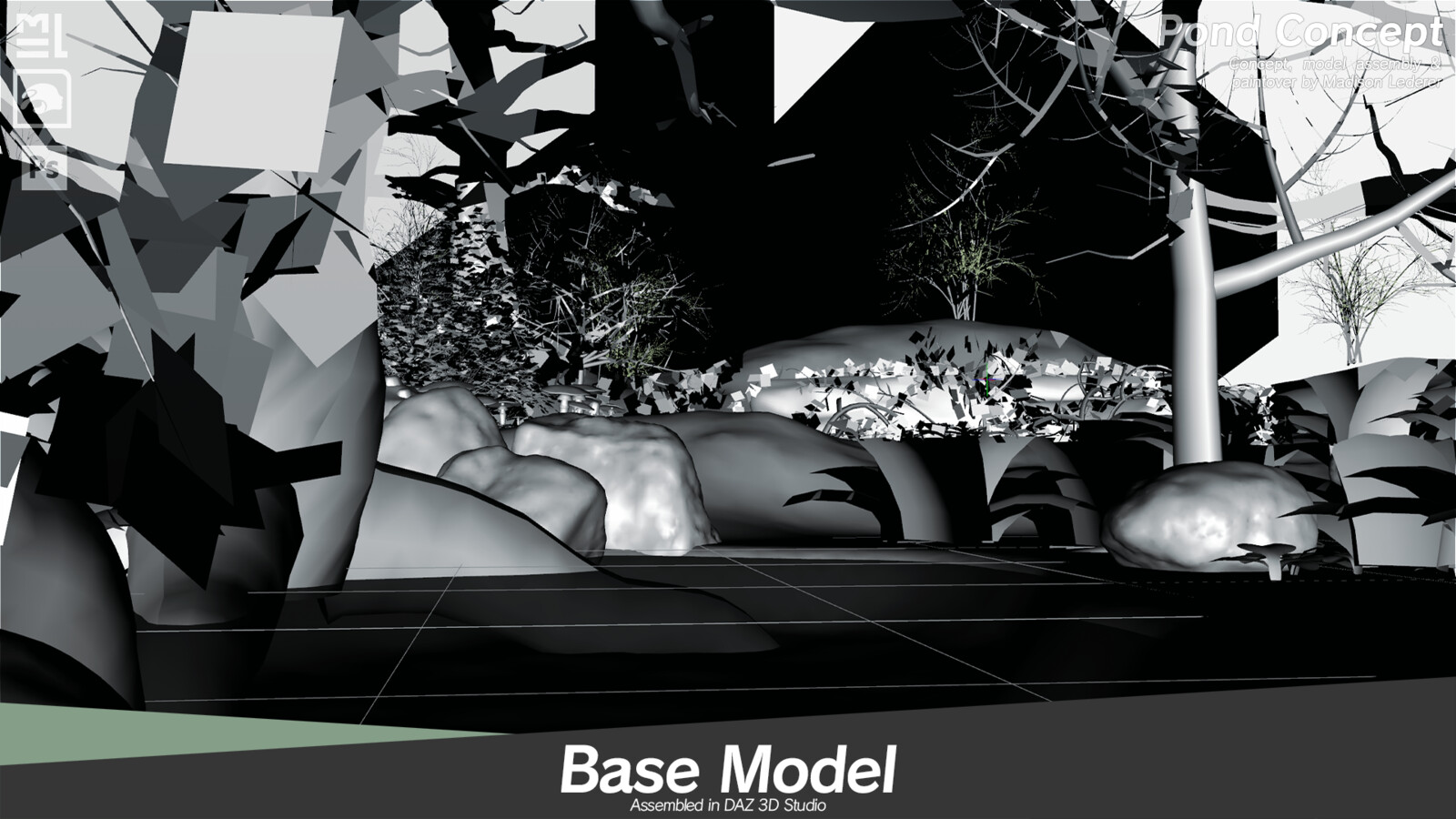 The base model assembled with assets in DAZ Studio.