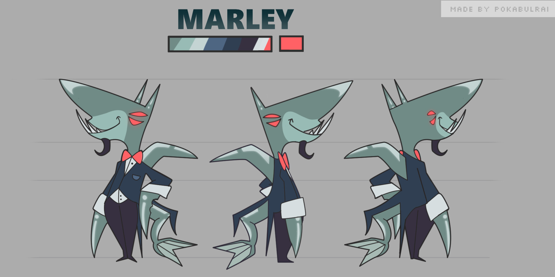 Pokabulrai gear fanart helluva boss character creation turnaround