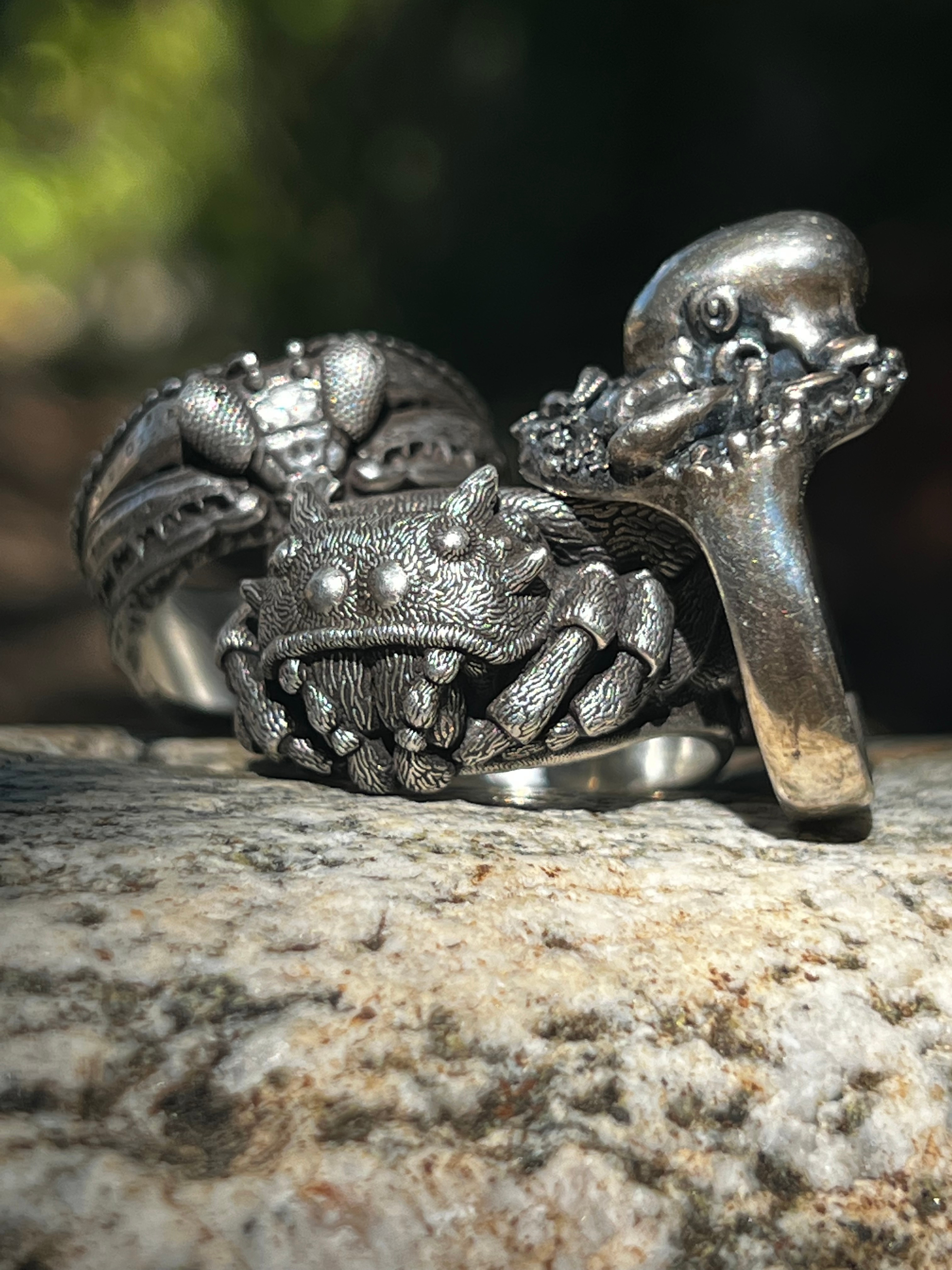Photo of ring cast in sterling silver. For sale at www.zbrushjewelrywarehouse.com