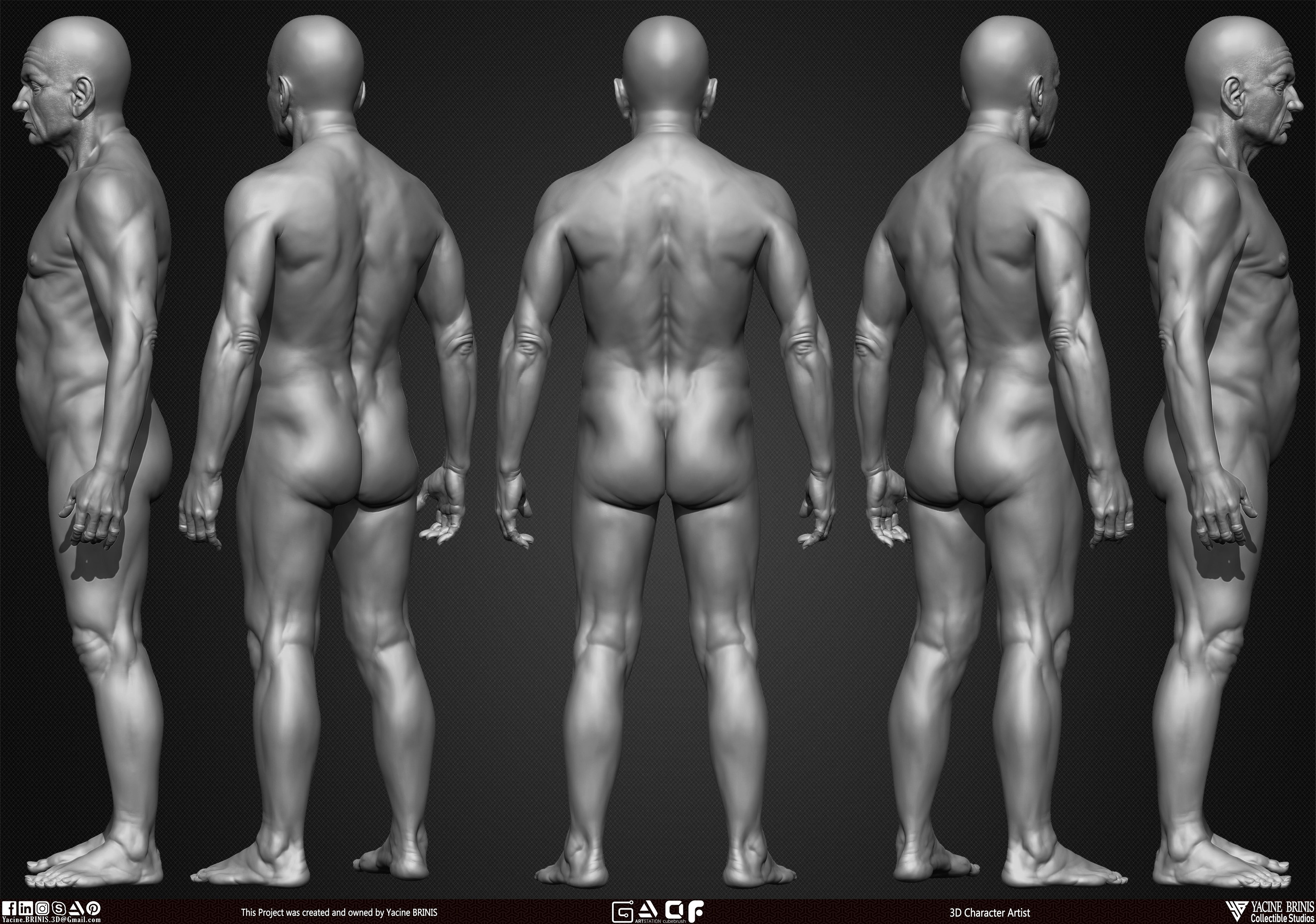 Old Man Basemesh 3D Model By Yacine BRINIS Anatomy Set 004