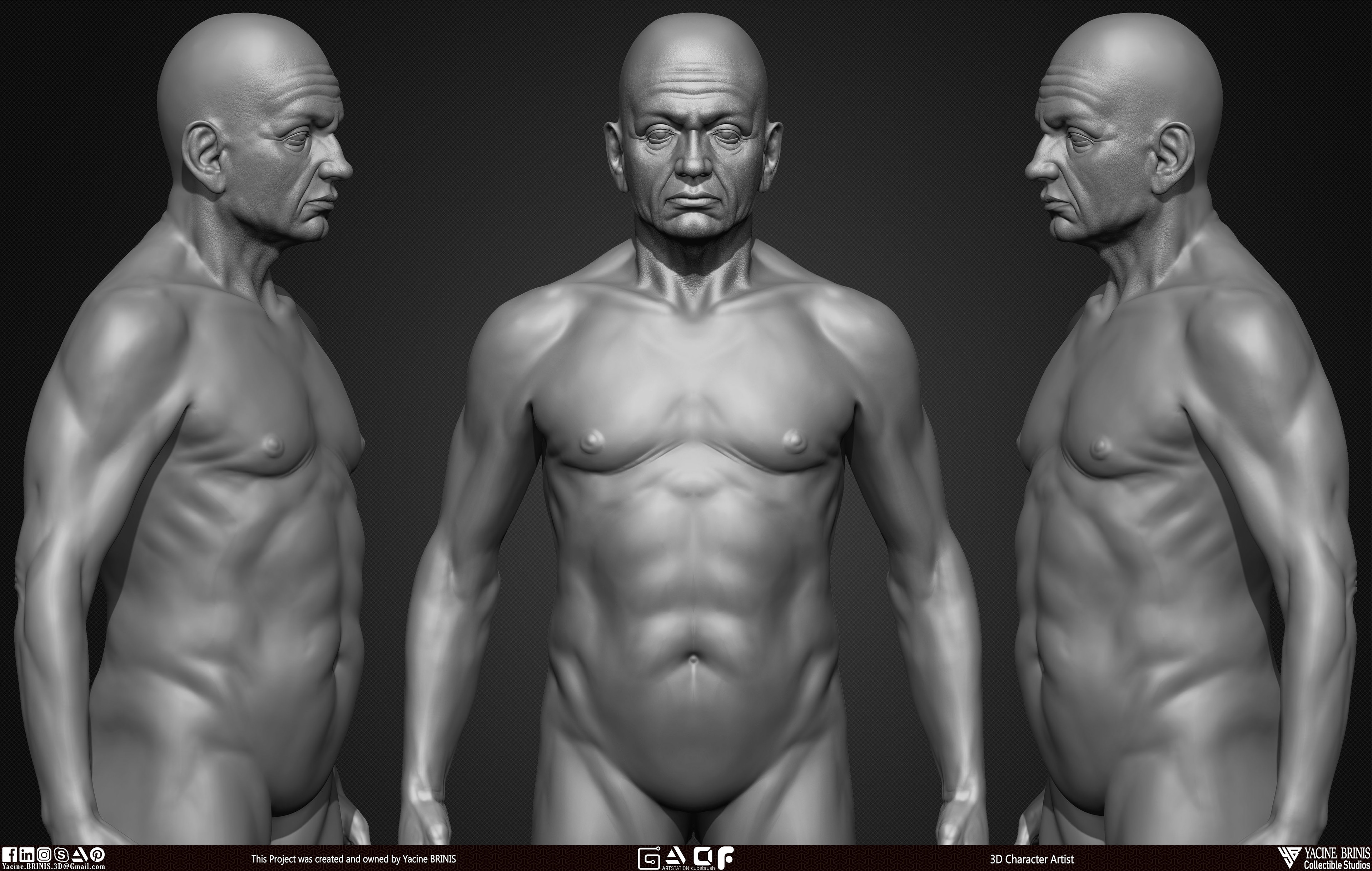 Old Man Basemesh 3D Model By Yacine BRINIS Anatomy Set 005
