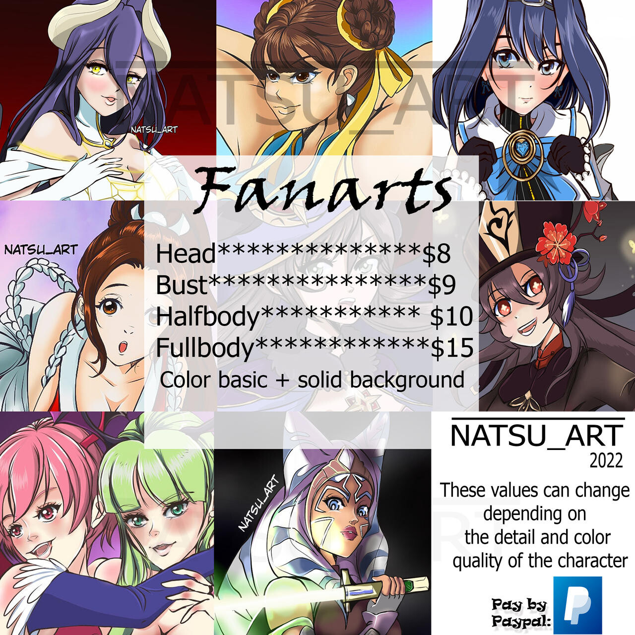 Natsu_Art_Gallery Catalog and Prices Commission