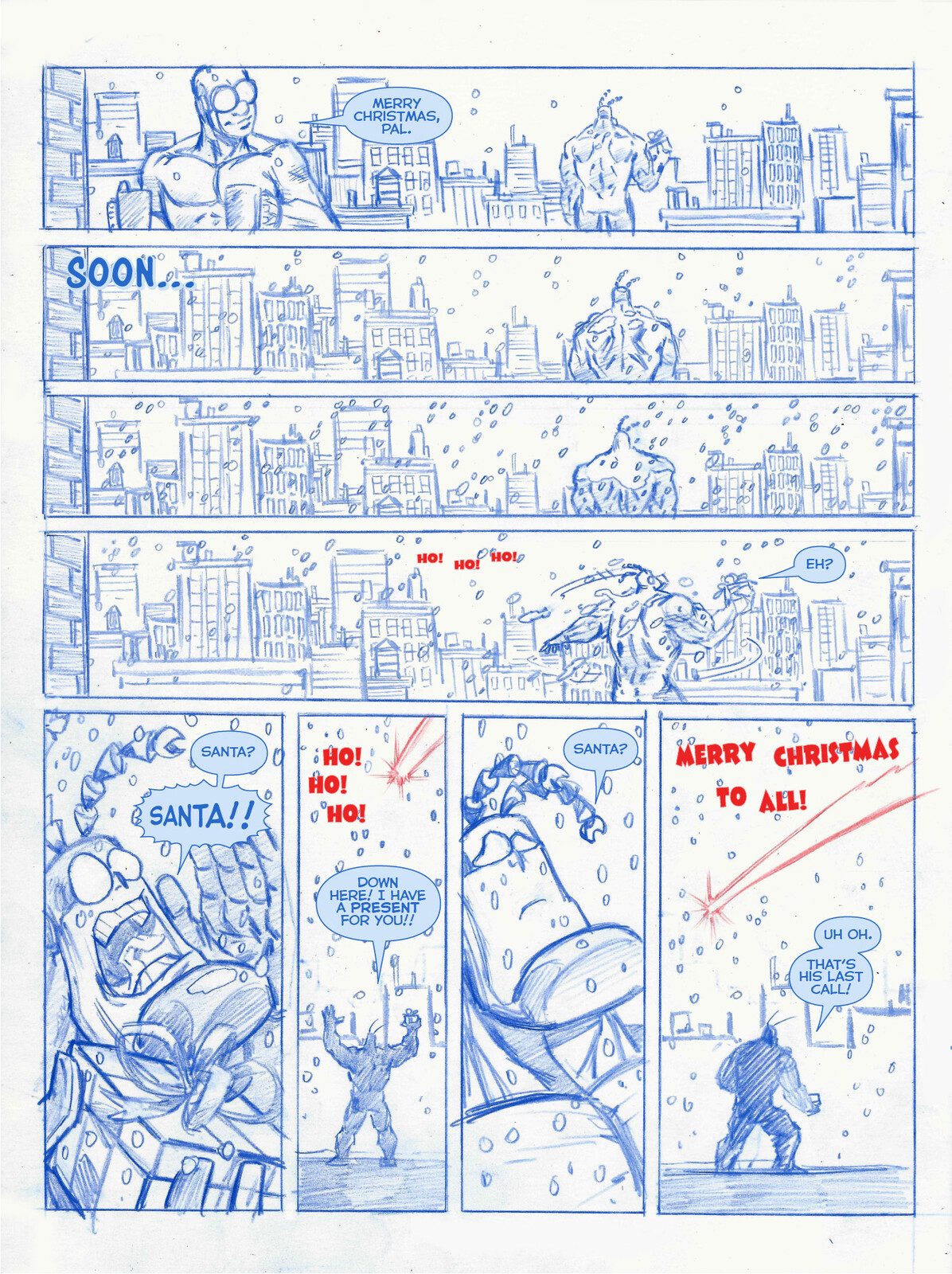 Tick Christmas Page 3
The Tick is copyright © Ben Edlund, All other characters © New England Comics