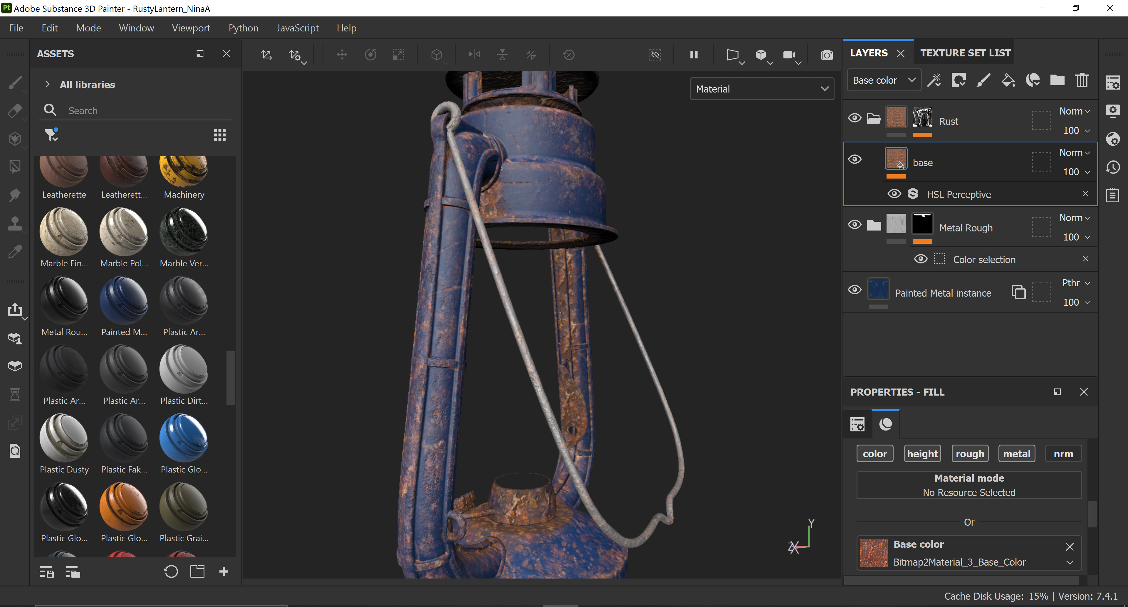 Rough Metal Material applied to handles