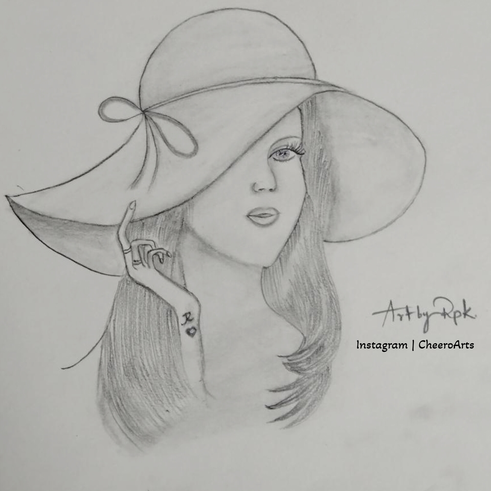 Fashion model sketch. silhouette of beautiful woman in big hat posters for  the wall • posters beatiful, haircut, cloth | myloview.com