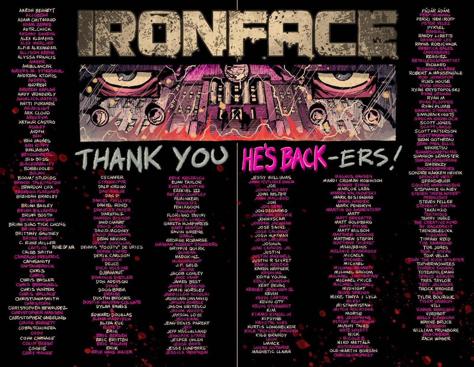 Ironface Issue 1 Thank You Page
Pencils, Inks, Colors, and Design by Ian Chase Nichols