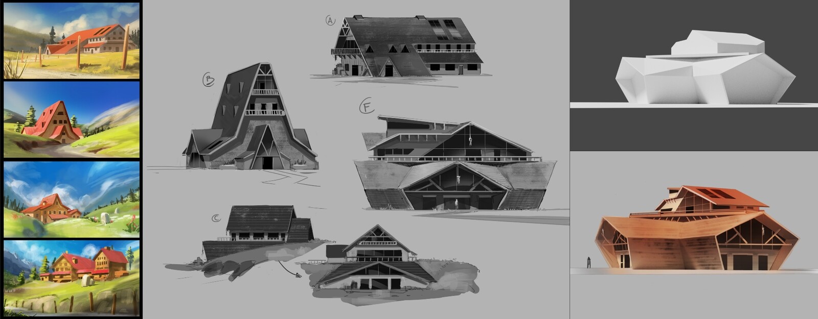 My sketches and iterations for the house design