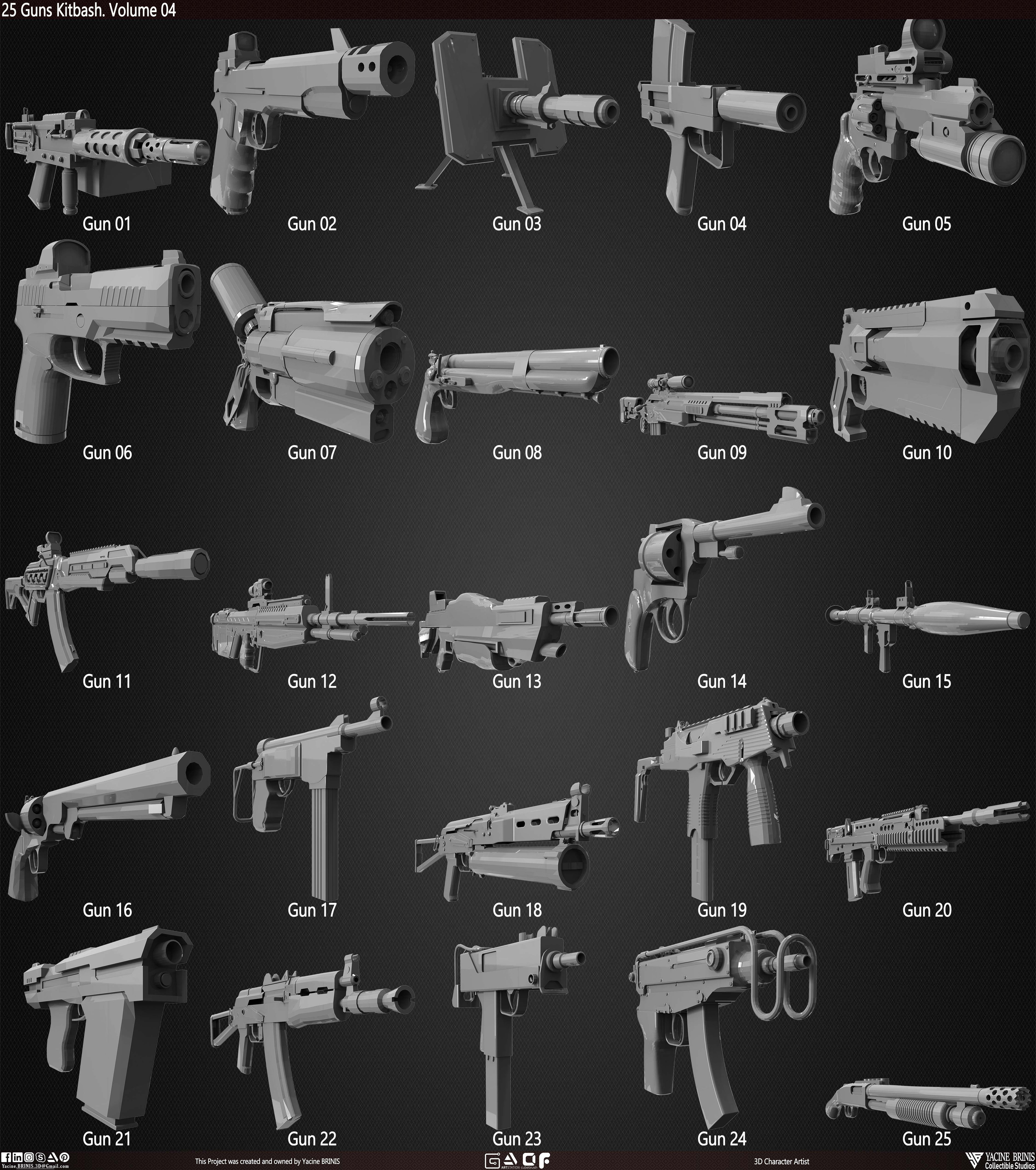 25 Guns Kitbash Vol 04 sculpted By Yacine BRINIS Set 001