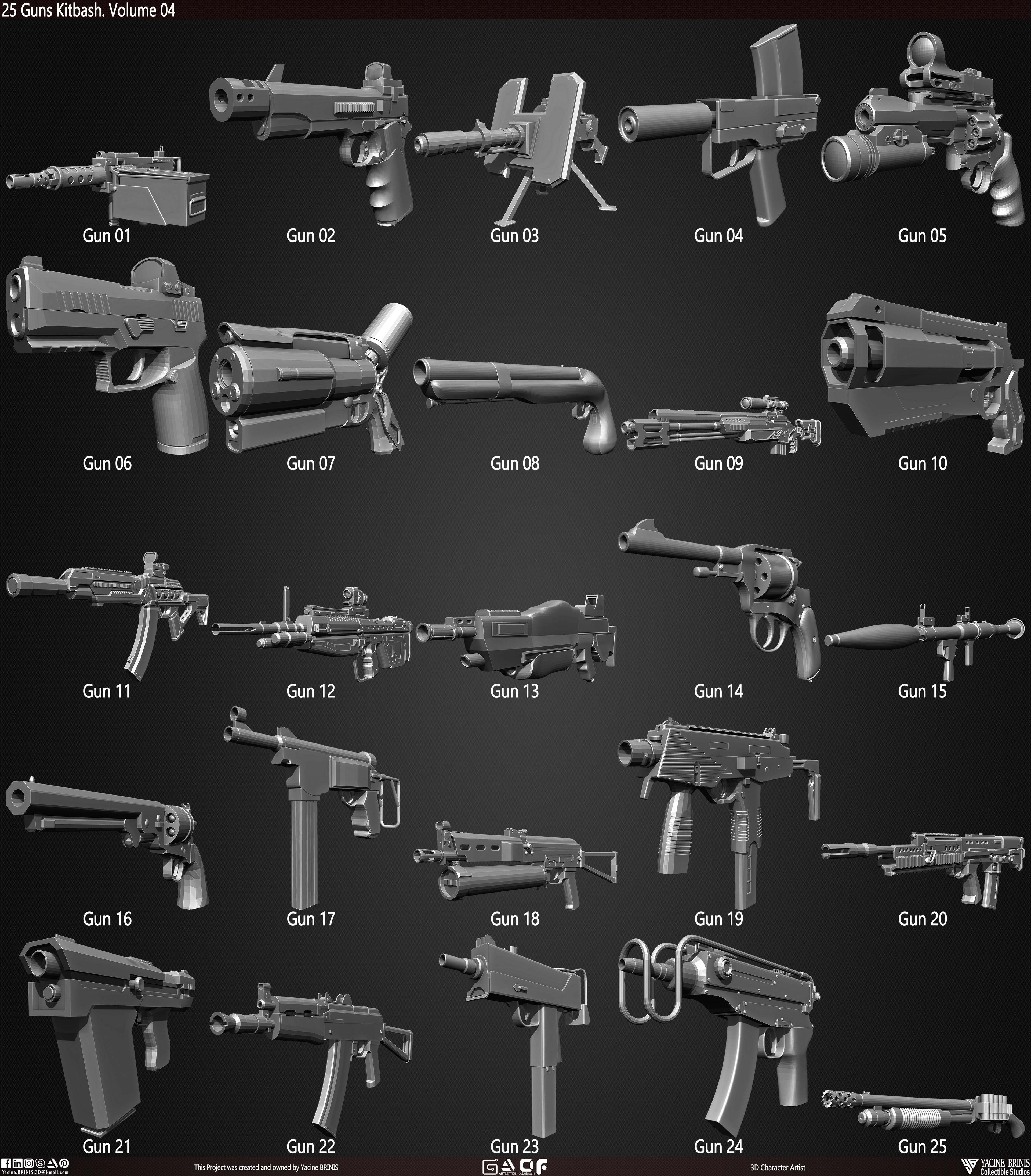25 Guns Kitbash Vol 04 sculpted By Yacine BRINIS Set 003