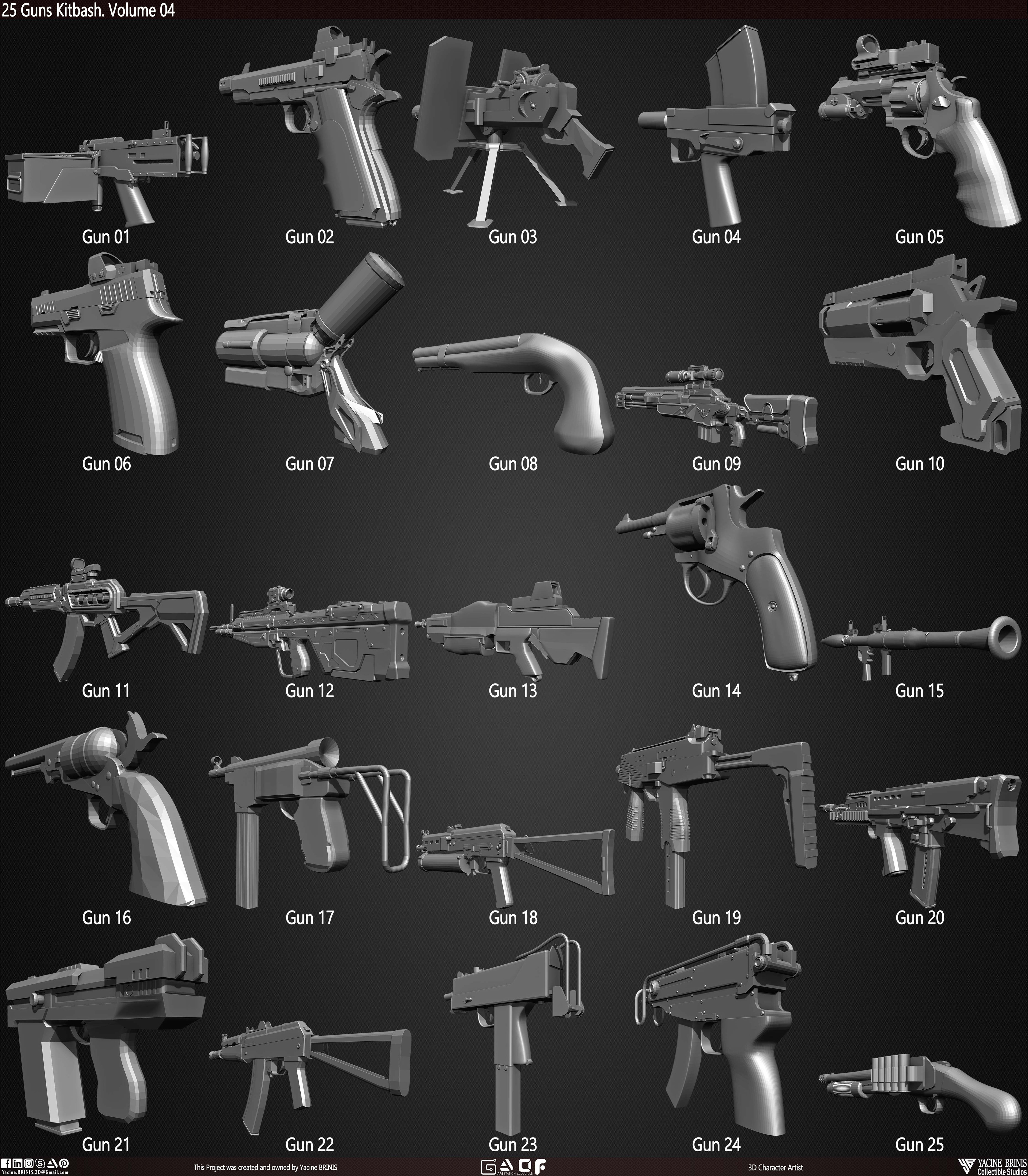 25 Guns Kitbash Vol 04 sculpted By Yacine BRINIS Set 004