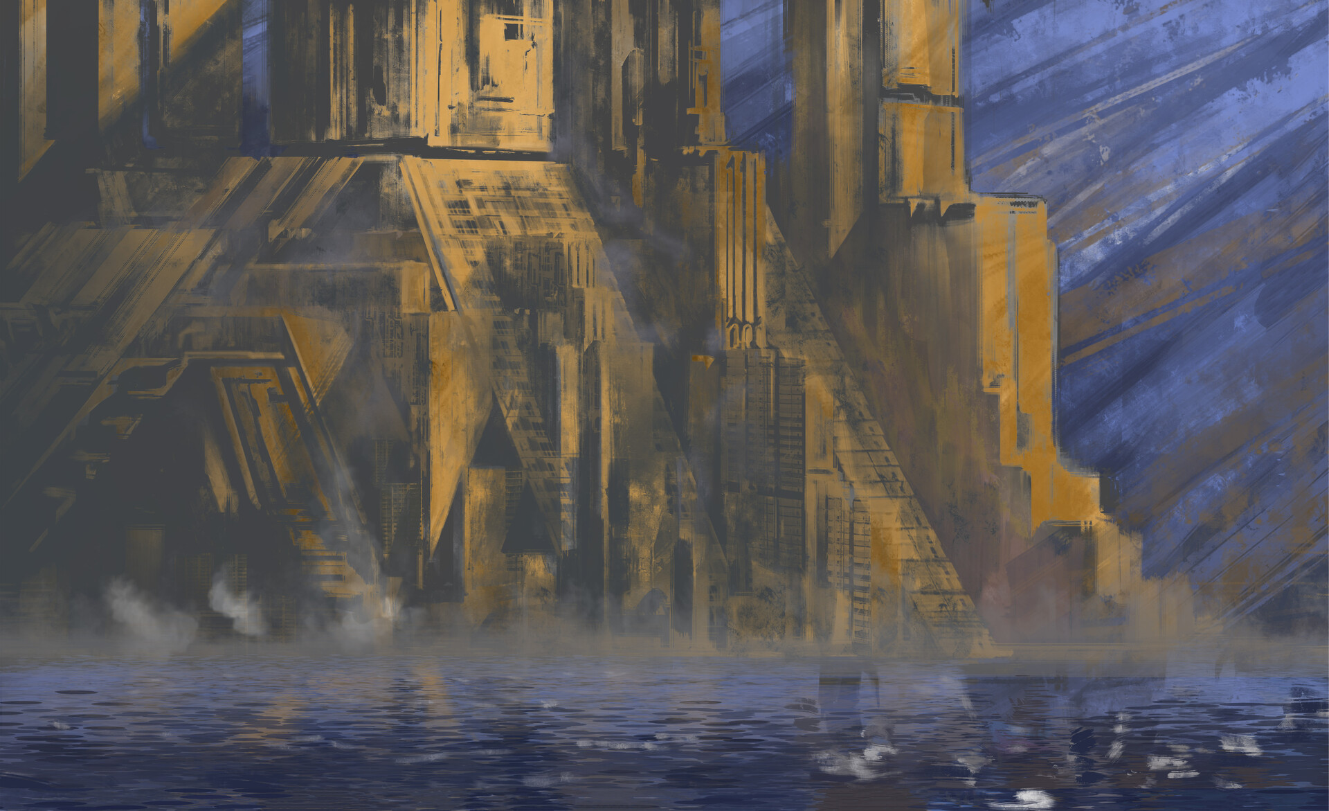 ArtStation Water City inspired by Bladerunner