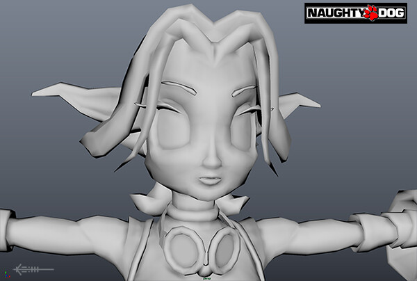 Character modeling test for a full time position. Was given a few reference images, and told to model it. She was modeled as a low res cage for in-game, with smoothing for marketing shots.