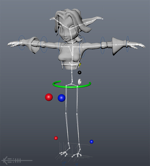 Was only needed to model with character, but wanted to go above and beyond to get noticed, so did an upper body rig.