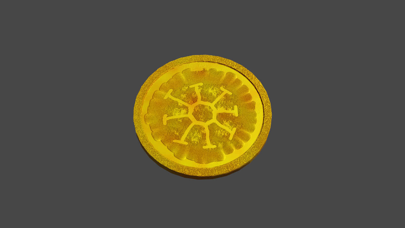 Azathoth coin, 1080p. I think I can reduce the LOD down to about 50 faces if I need to, without killing the shape; it's currently just short of 400. (Modern GPUs let us get away with murder...)