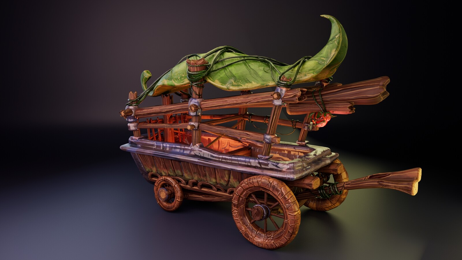 A rendered still of the finished wagon. 