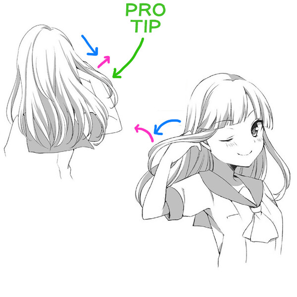 ArtStation - Quick tips for drawing in manga and anime style! Lesson 8: Drawing anime hair
