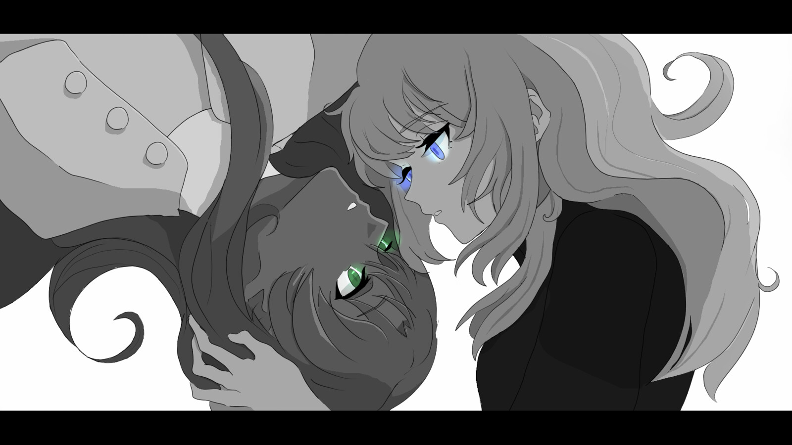 Himemiya Anthy and Tenjou Utena from Revolutionary Girl Utena (1997), in the style of Two Breaths Walking -Reloaded- (2020) by DECO*27 with art by Hachisan.