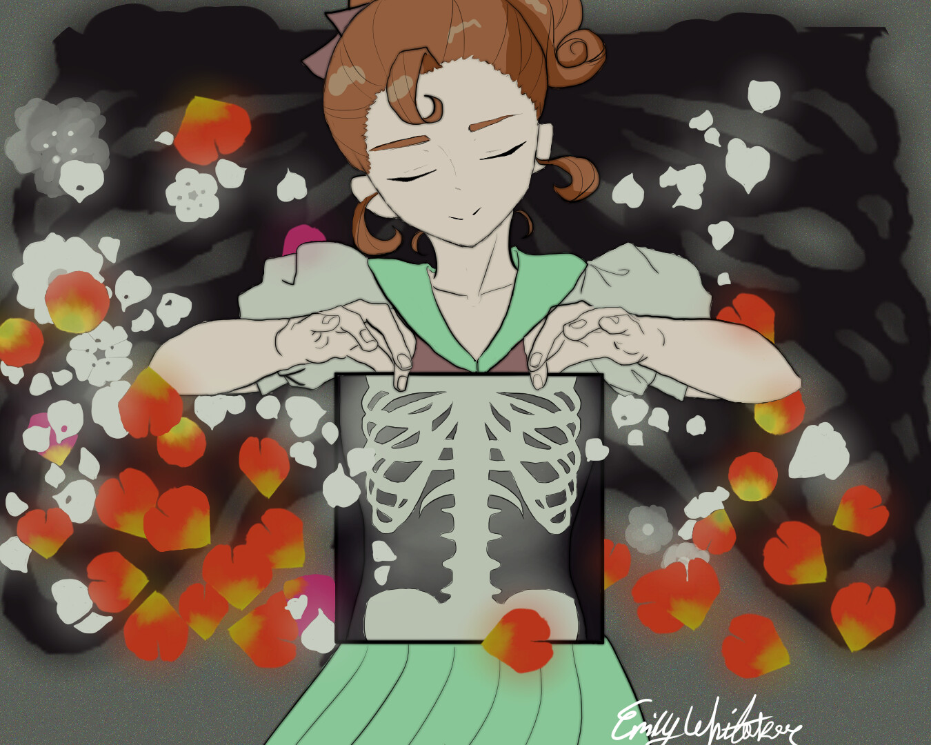 Shinohara Wakaba from Revolutionary Girl Utena (1997), in the style of Otome Dissection  (2019) by DECO*27, with art by akka.