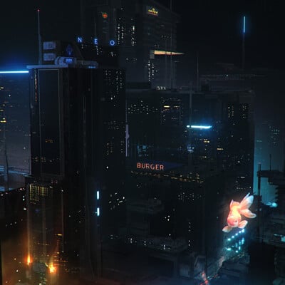Mizuri cyberpunk cityscape