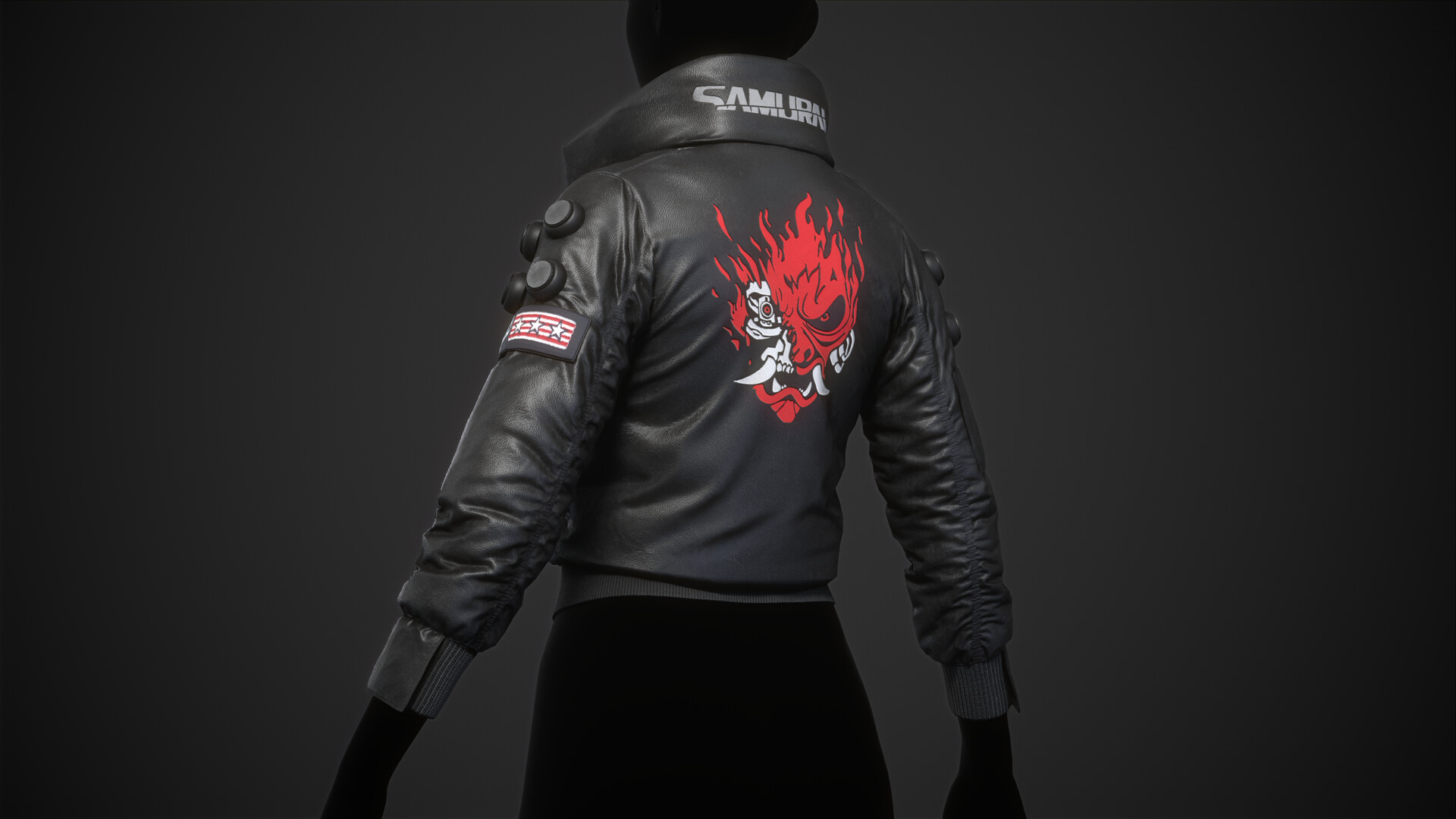  DRIPFLEX Charcoal Black Cyberpunk 2077 Ultimate Gaming Samurai  Motorcycle Real Leather Bomber Cosplay Jacket Costume : Clothing, Shoes &  Jewelry