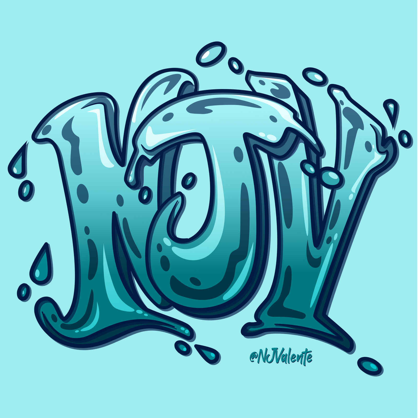 Water Logo NJV Font Logo